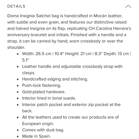 Carolina Herrera Doma Signature Satchel Medium Black Leather Handbag - NWT - Picture 4 of 14